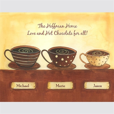 Cocoa Time for Three - Watercolor Print with Custom Text - myDaVinci